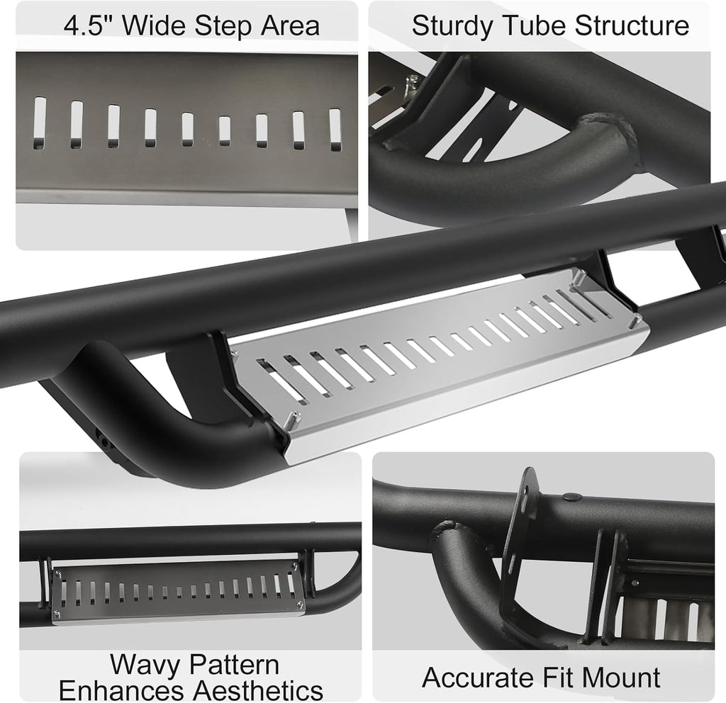 Running Boards Compatible with Ford Ranger 2019-2025 Super Crew Cab 4 Full Size Doors Stainless Steel Paintable Side Steps Fit for Ranger Non-Slip Rails Step Nerf Bar Truck Pickup Rock Sliders