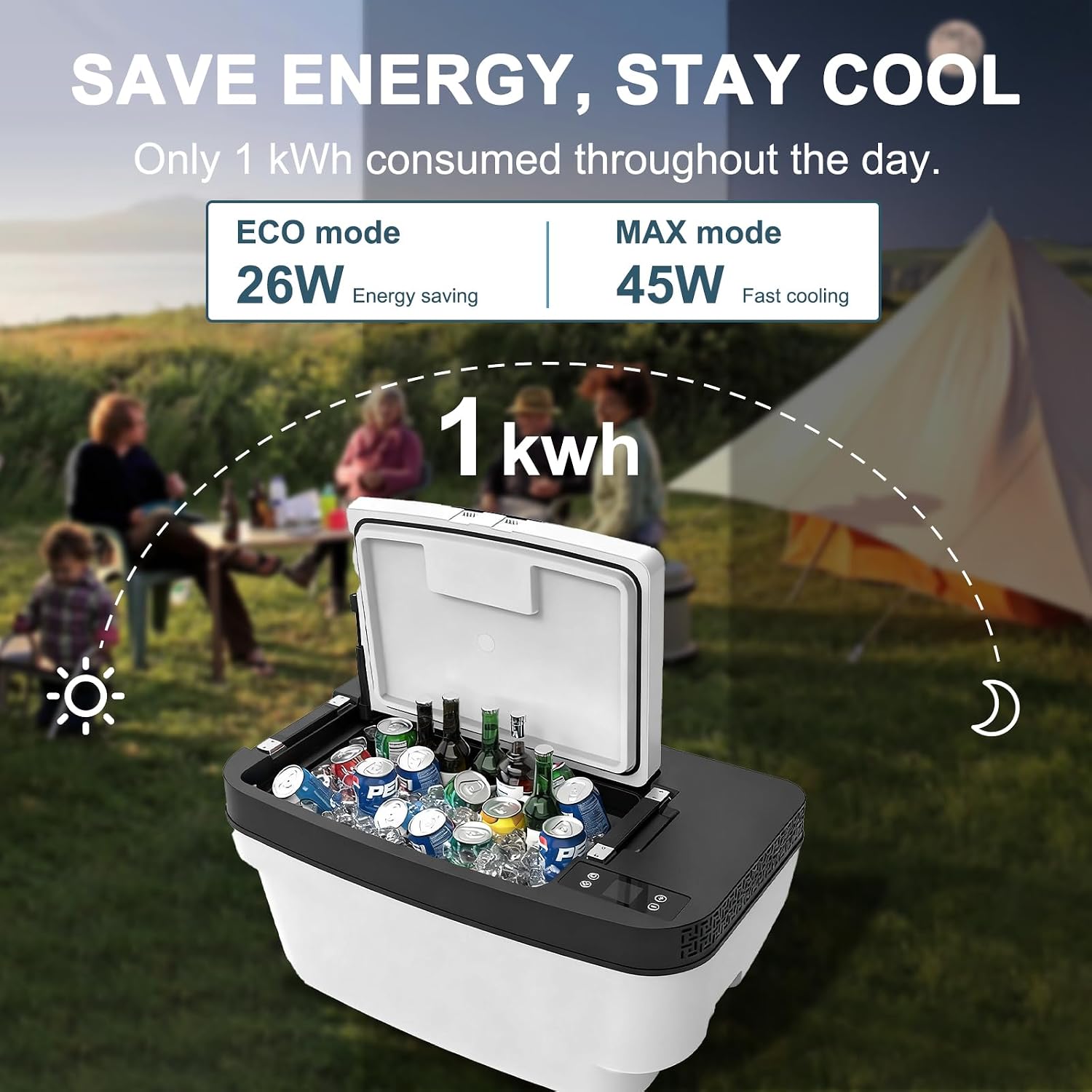 Model Y 2020-2025 Trunk 35L App Control Fridge Huge Car Refrigerator, Car Freezer for Tesla Model Y Juniper 2025+, -7.6℉-50℉ Trunk Portable Freezer for Camping Tailgating Road Trip Home