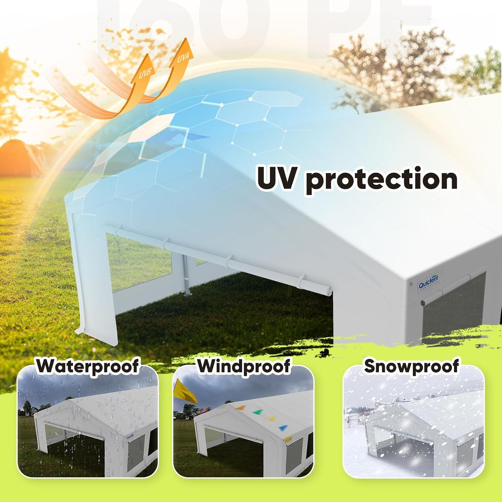 Quictent 20x20 Heavy Duty Party Tent with Roll-up Ventilated Mesh Windows&Cover, Outdoor Event Shelter for Parties Wedding Carports Canopy BBQ