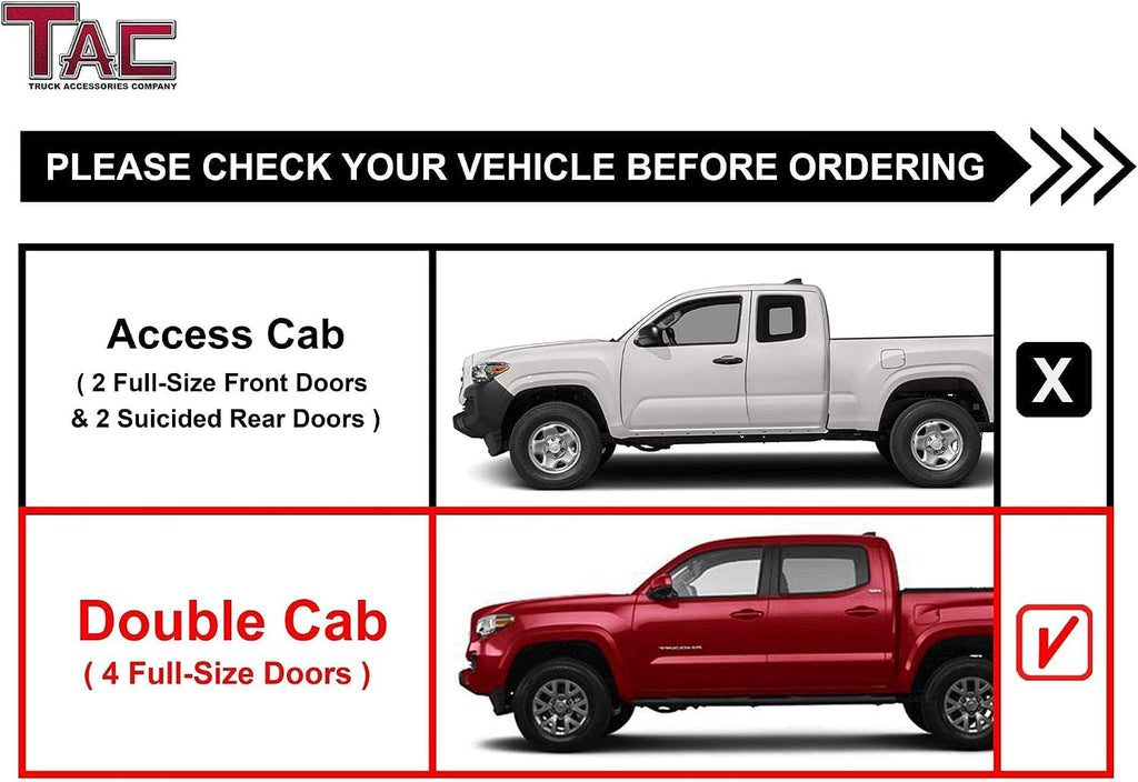 TAC Sidewinder Running Boards Fit 2005-2023 Toyota Tacoma Double Cab 4' Drop Side Step Nerf Bar Rocker Slider Pickup Truck Exterior Accessories 2pcs
