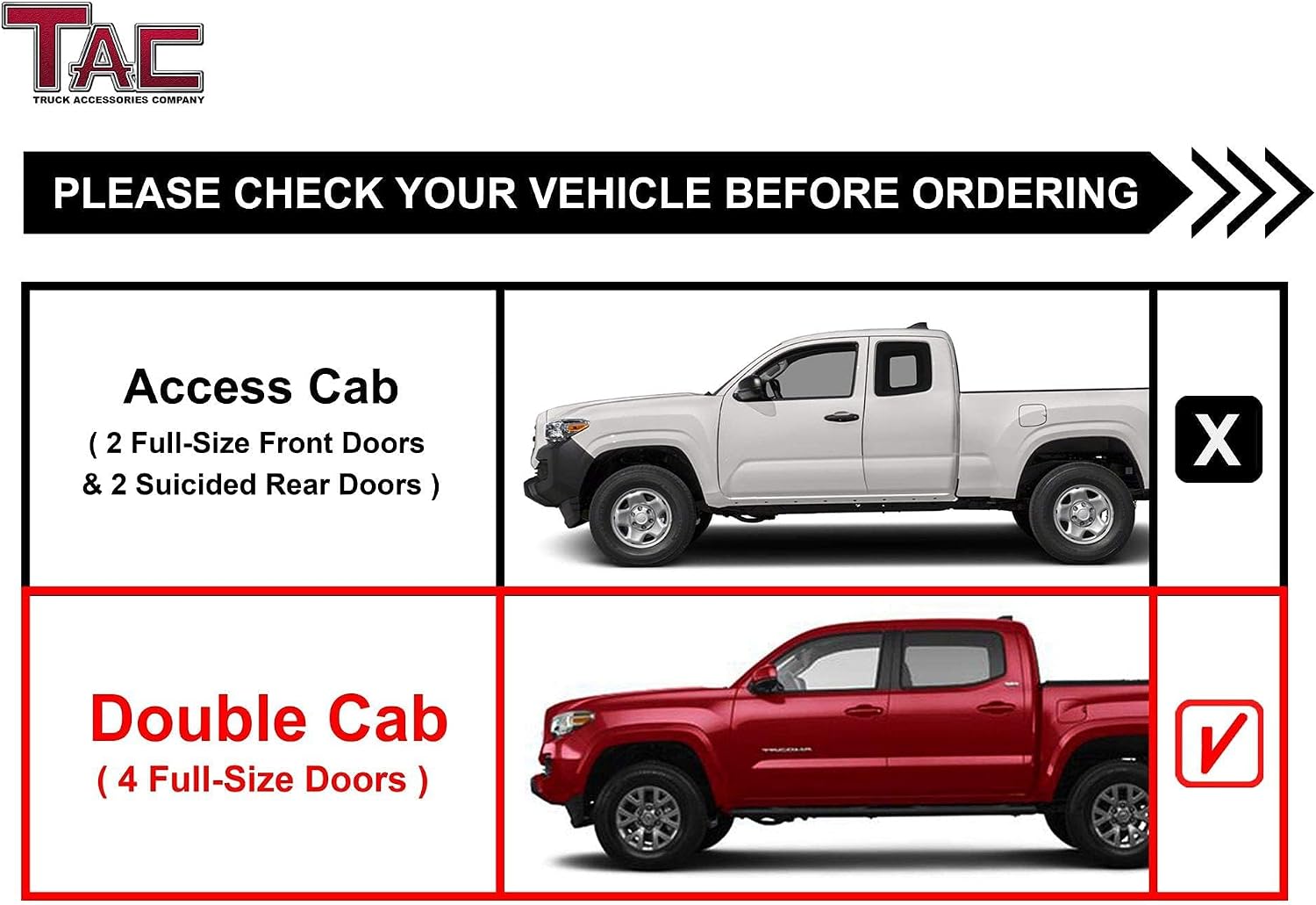 TAC Sidewinder Running Boards Fit 2005-2023 Toyota Tacoma Double Cab 4' Drop Side Step Nerf Bar Rocker Slider Pickup Truck Exterior Accessories 2pcs