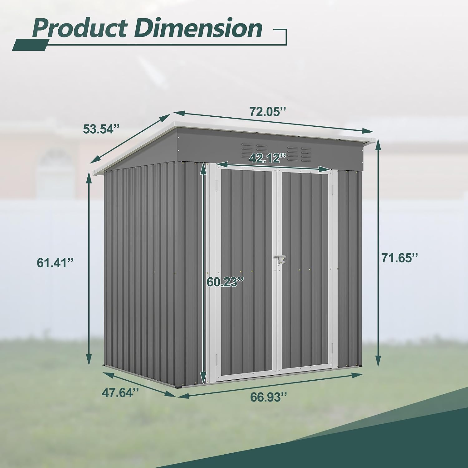 6X4 FT Outdoor Storage Shed, Waterproof Metal Garden Sheds with Lockable Door, Steel Tool Storage Buildings Shed & Outdoor Storage House for Garden, Backyard, Patio, Lawn, Trash Cans(Grey)