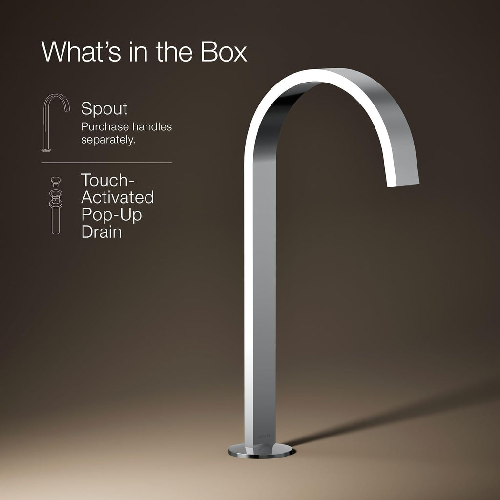 Kohler 77966-CP Components® Bathroom Sink Faucet spout with Ribbon Design, 1.2 gpm, Polished Chrome