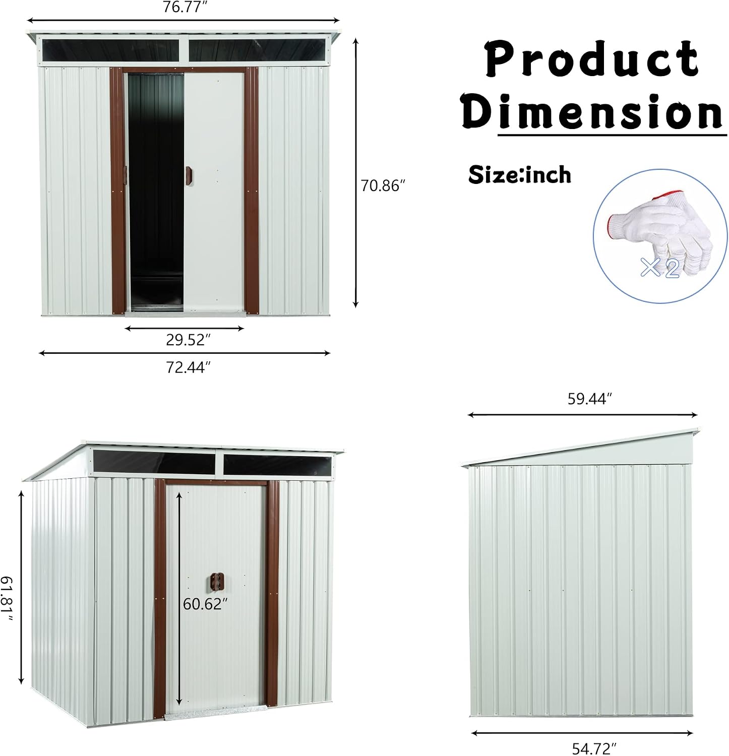 6 x 5 FT Outdoor Metal Storage Shed with Window and Punched Vents,Heavy Duty Storager House w/Sliding Doors & Padlock,Large Waterproof Tool Sheds for Garden,Backyard,Lawn,White
