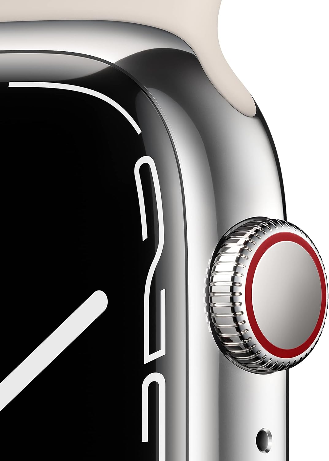 Apple Watch Series 7 (GPS + Cellular, 45MM) Silver Stainless Steel Case with Starlight Sport Band (Renewed)