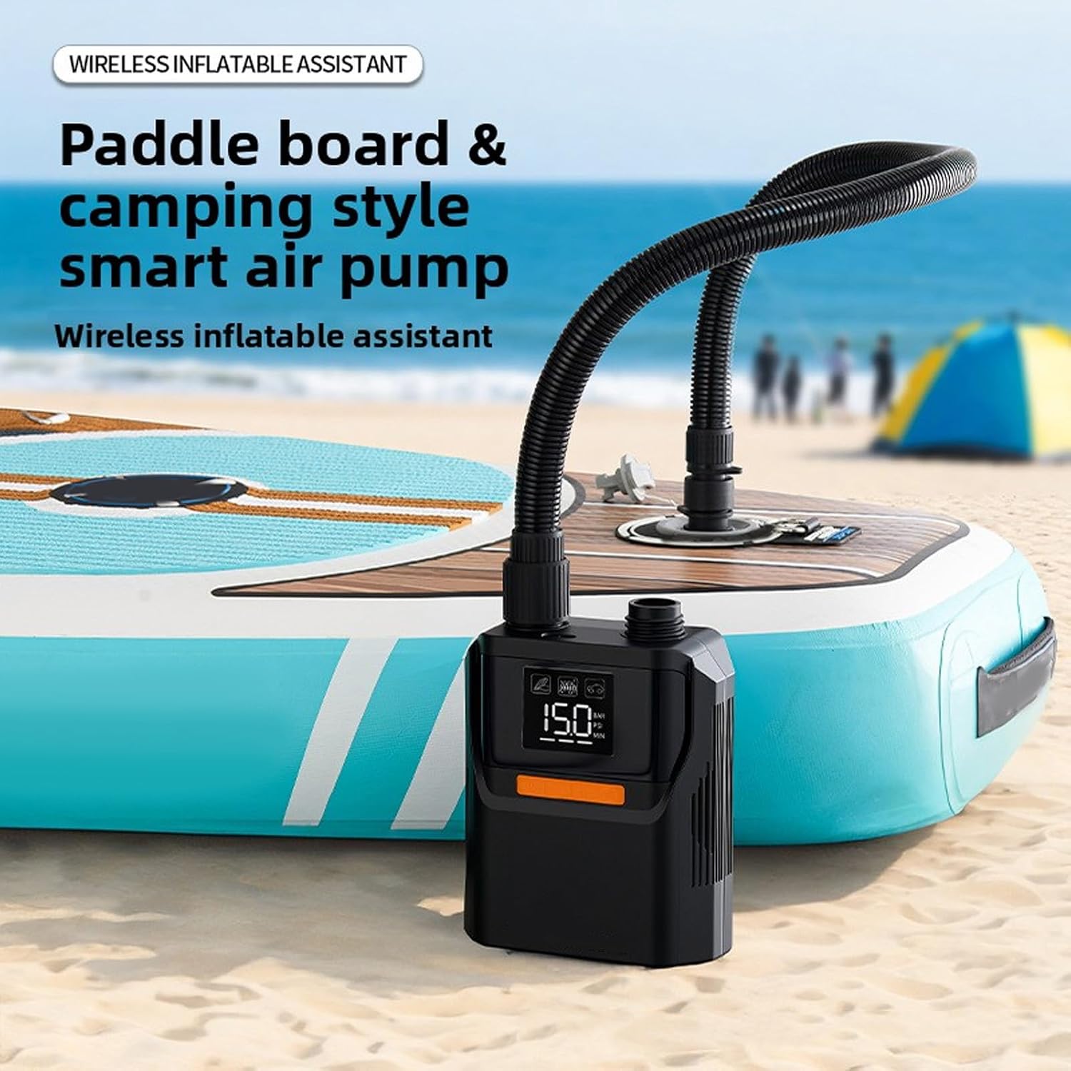 Luocute Electric Paddle Board Pump, 50 PSI Auto Off LED Display 5200mAh Battery Powered 12V DC Portable Inflatable Paddle Board Pump for Car Tire Mattress Tents Kayaks