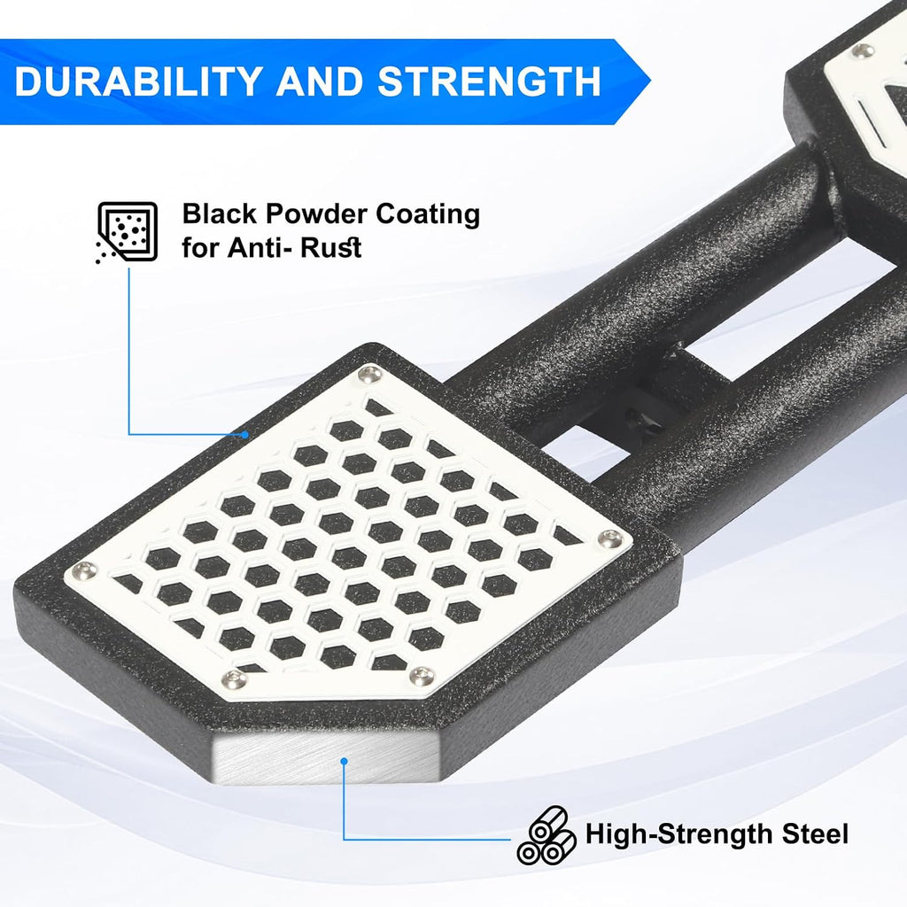 Running Boards Fit for Jeep Wrangler JL 2018-2023 2024 2025 Side Steps for JL 2 Door 7 Inch Rock Rail Steps DIY Painting White Panel Carbon Steel Rock Sliders
