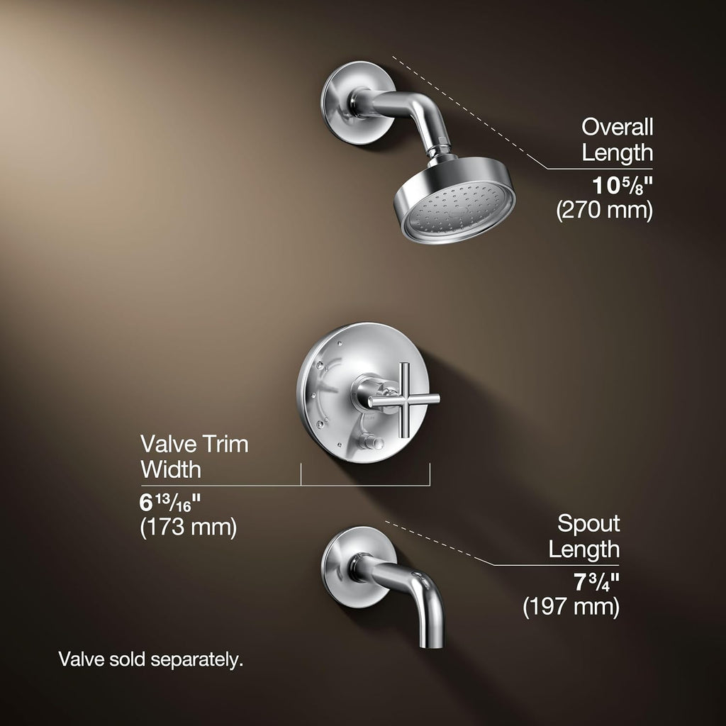 KOHLER K-T14421-3-CP Purist Rite-Temp Pressure-Balancing Bath and Shower Faucet Trim, Polished Chrome