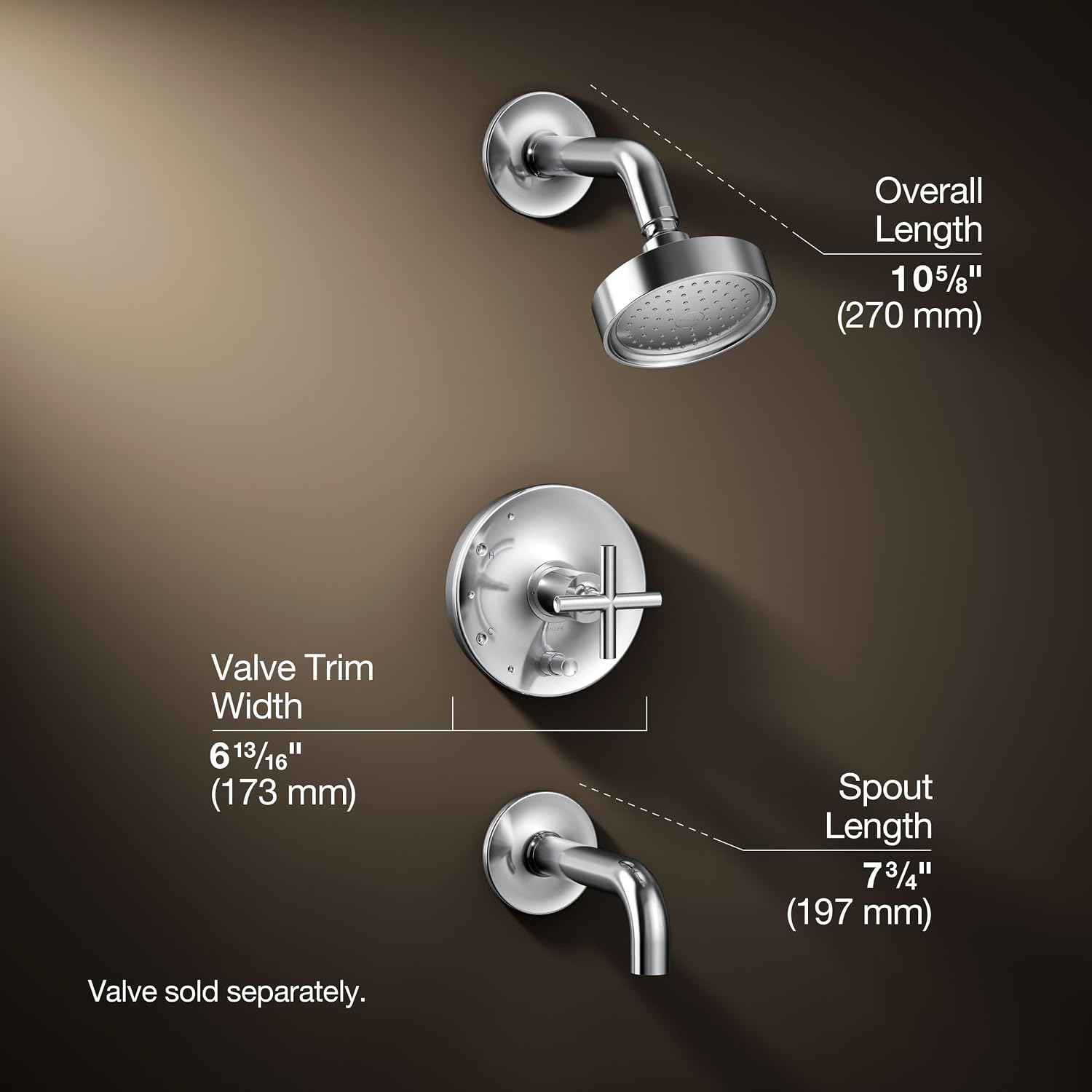 KOHLER K-T14421-3-CP Purist Rite-Temp Pressure-Balancing Bath and Shower Faucet Trim, Polished Chrome