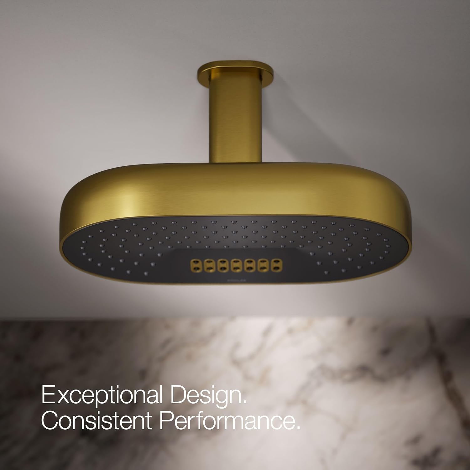 Kohler 26295-2MB Statement® Oblong 14' two-function rainhead, 2.5 gpm, Vibrant Brushed Moderne Brass