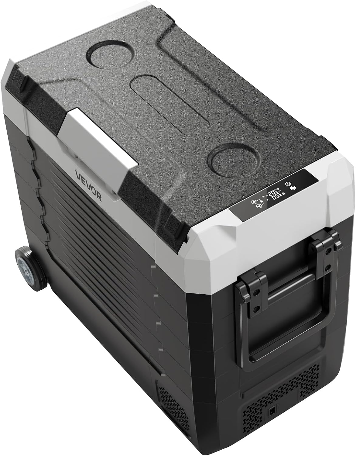 VEVOR Car Refrigerator, DC 12/24V AC100-240V Compressor Electric Cooler, -4°F to 68°F Truck Refrigerator with APP Control, Wheels & Dual Zone, 58 QT Cars Cooler for RVs, Boats, Camping, Fishing