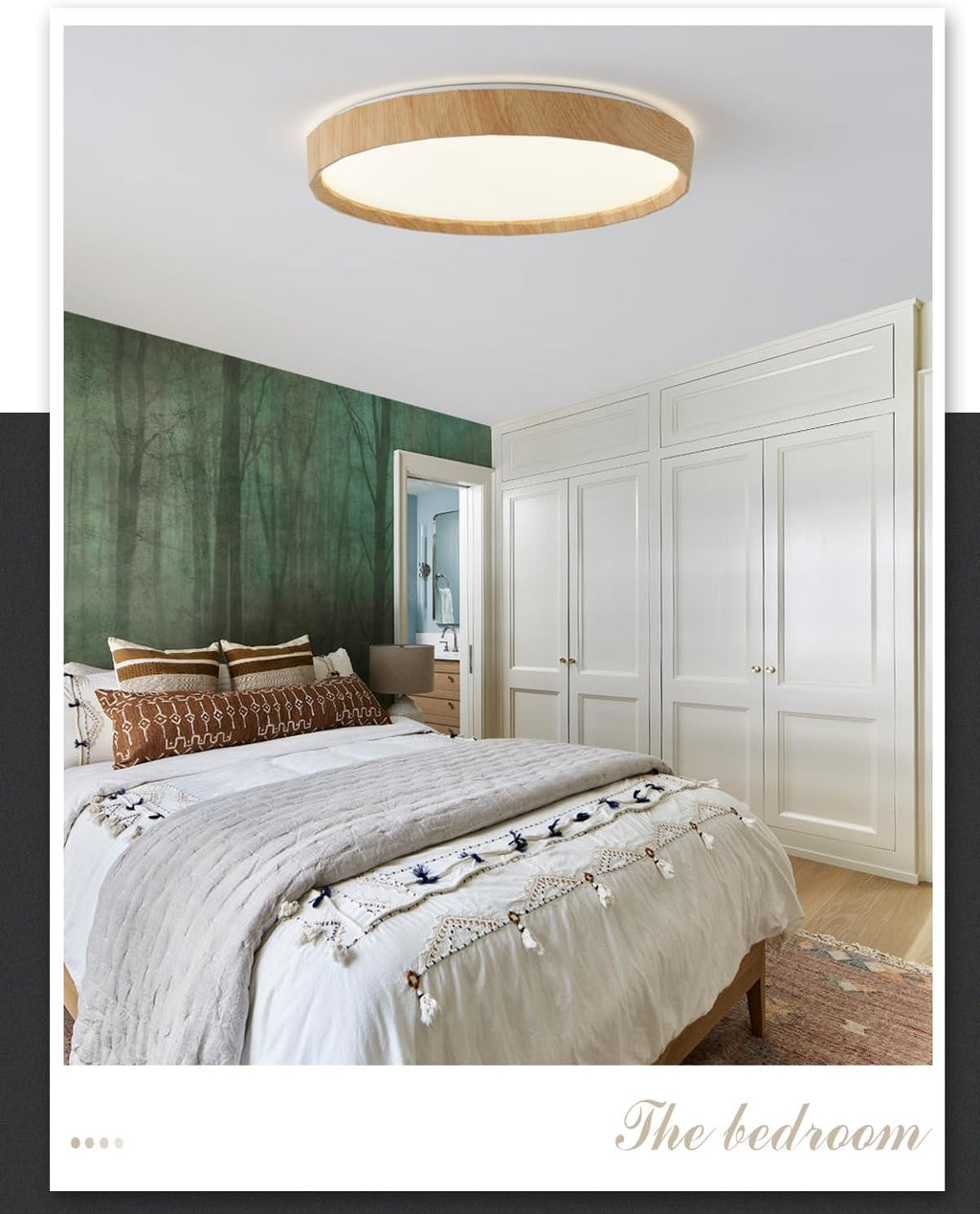 ANYLOVE 19 inch LED Flush Mount Ceiling Light Fixture,3000K 4000K 5000K Adjustable Ceiling Lights, Farmhouse Oak Wood Grain Ceiling Light for Bedroom Hallway Bathroom Kitchen