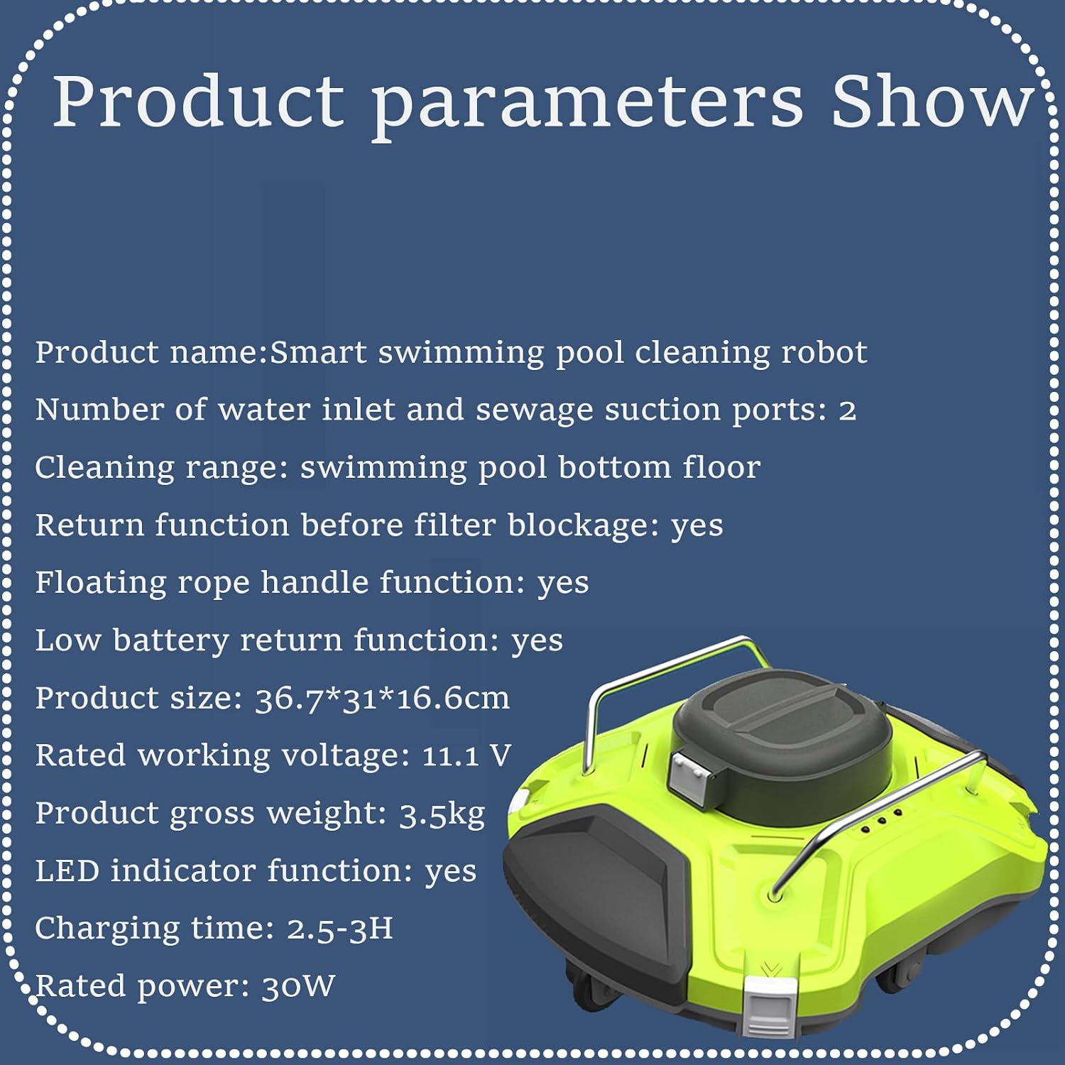 Cordless Pool Cleaner Automatic,Pool Cleaning Robot,Cordless Robotic Pool Vacuum,Automatic Cleaning Robot,Automatic Return Function,Automatically Dock