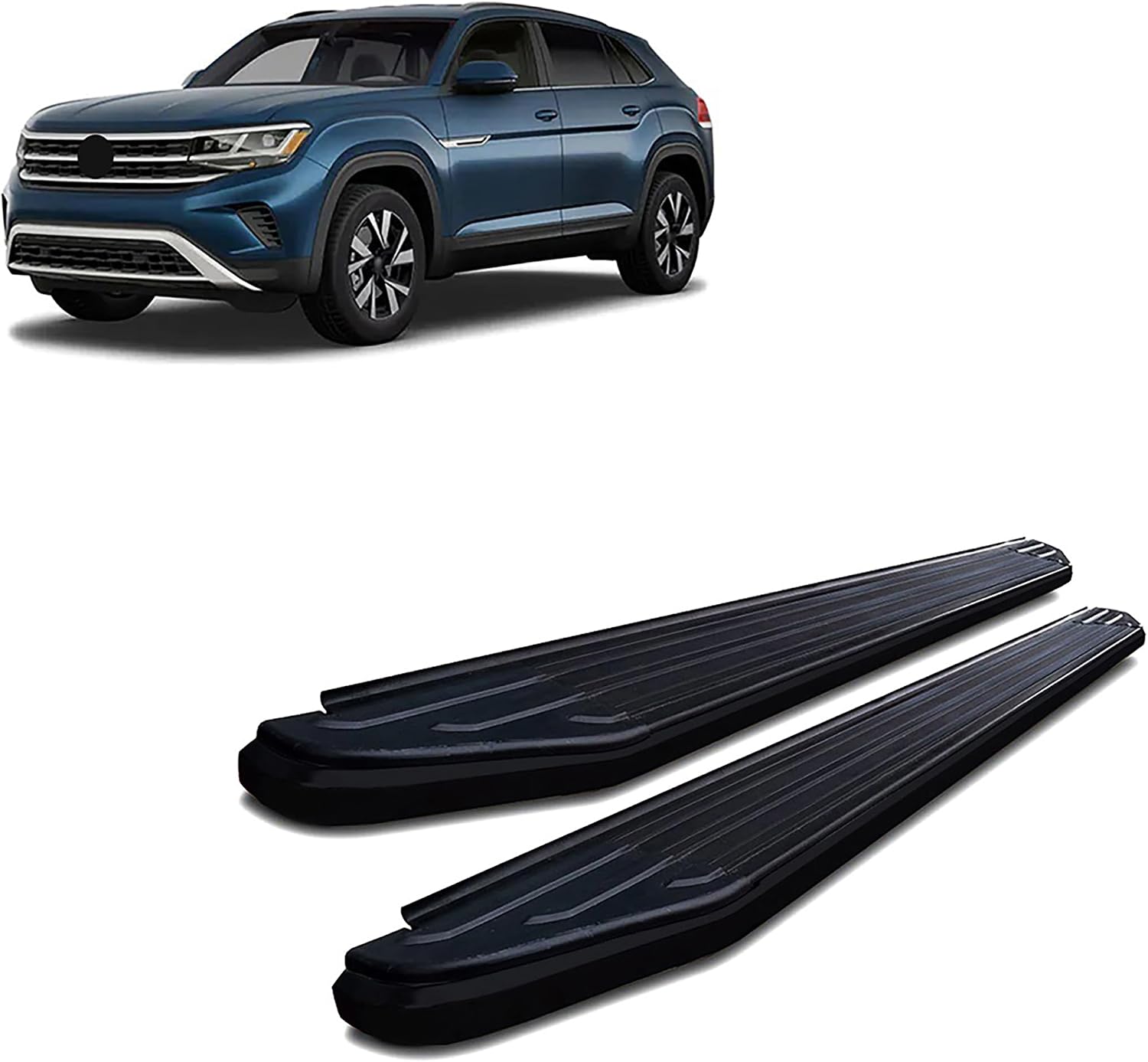 Black Horse PEERLESS Running Boards Black Compatible with 2018-2024 Volkswagen Atlas-PR-W2076BK