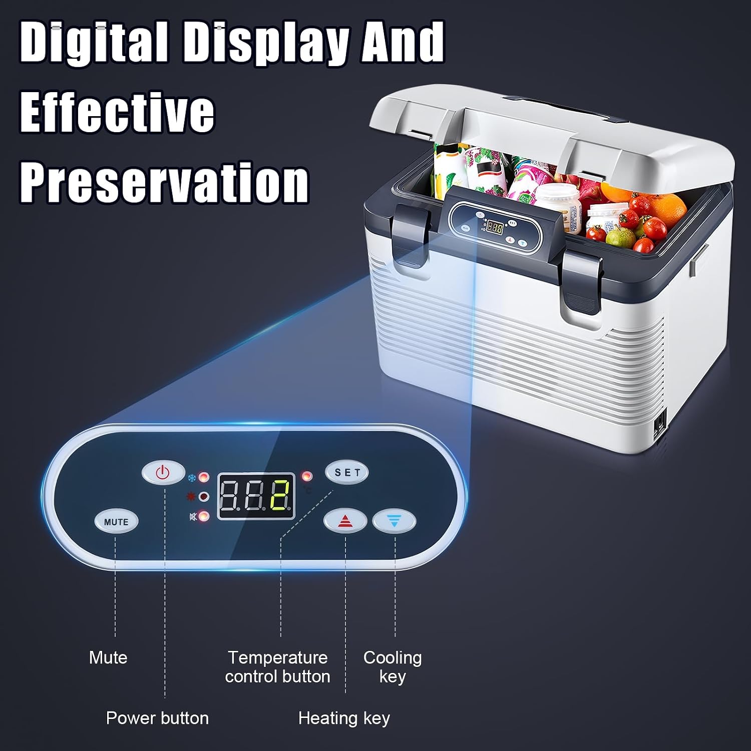 Car Fridge Portable 12V Refrigerator 20 Quart (19 Liter) 12 Volt Freezer Compressor Cooler 12V/24V DC 110～220 V AC for Truck Van RV Camper SUV and Home Use -9℃~+65℃