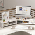 TREGOO Corner Monitor Stand Corner Monitor Stand 2 Tier Office Organizer Rack with Storage and Holey Board, Wooden Corner Monitor Stands for Desk, Monitor Shelf Riser (Color : White), 78634
