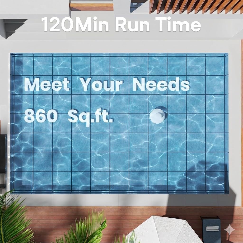 [2026 New] Cordless Robotic Pool Cleaner, Pool Vacuum with Dual-Layer Filtration, 120-Min Runtime, Auto-Parking, Lightweight Designed for Above-Ground & Inground Pool Flat Pool up to 860 Sq.ft
