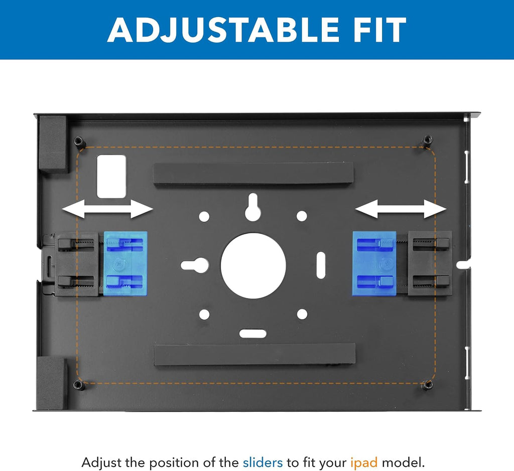 Mount-It! Anti-Theft iPad Floor Stand Kiosk, Height Adjustable 25'–42.5', Locking Enclosure with +/-90° Tilt, 75x75 VESA, Freestanding or Bolt-Down Steel Stand for Retail & Business