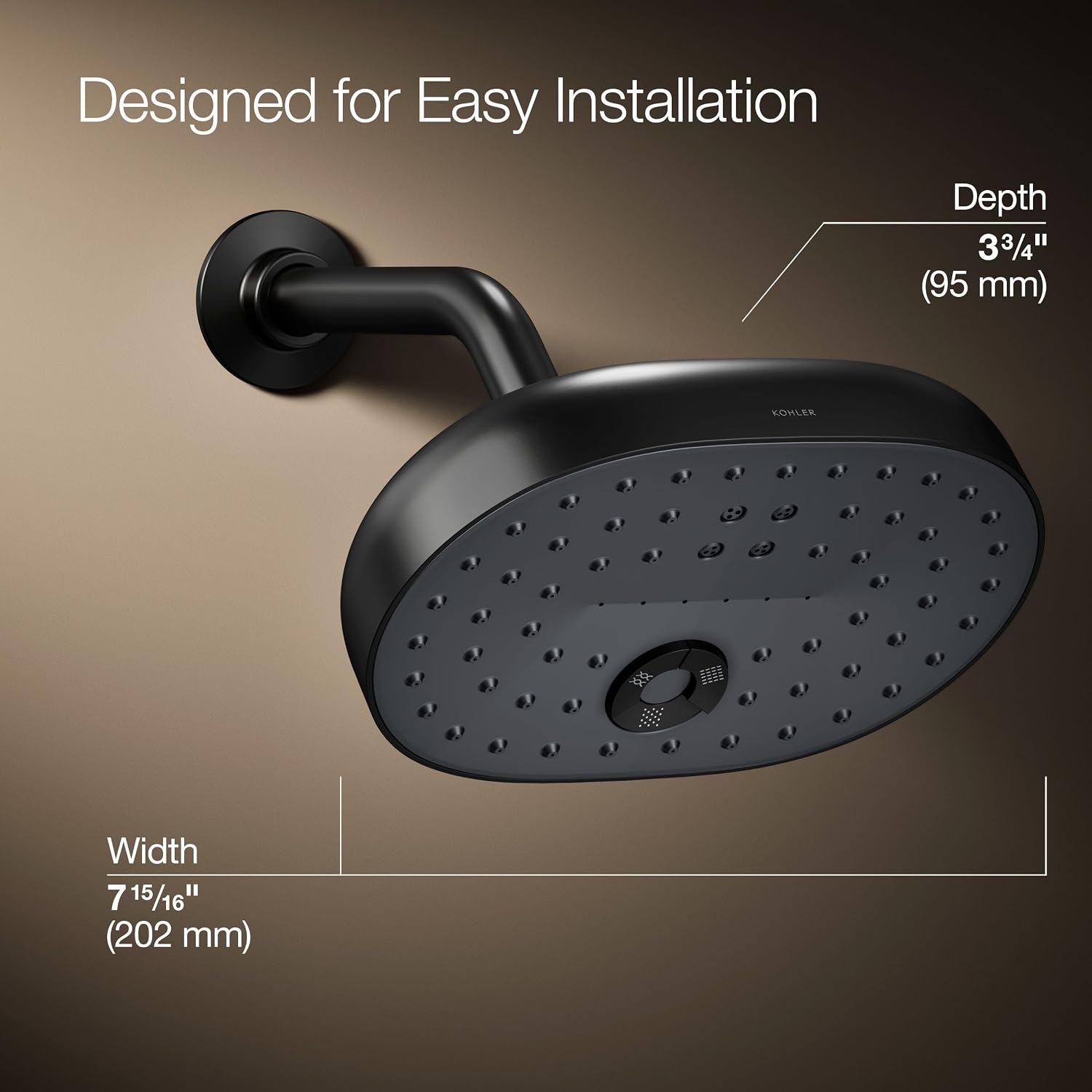 Kohler 26290-G-BL Statement® Three-function showerhead, 1.75 gpm, Matte Black