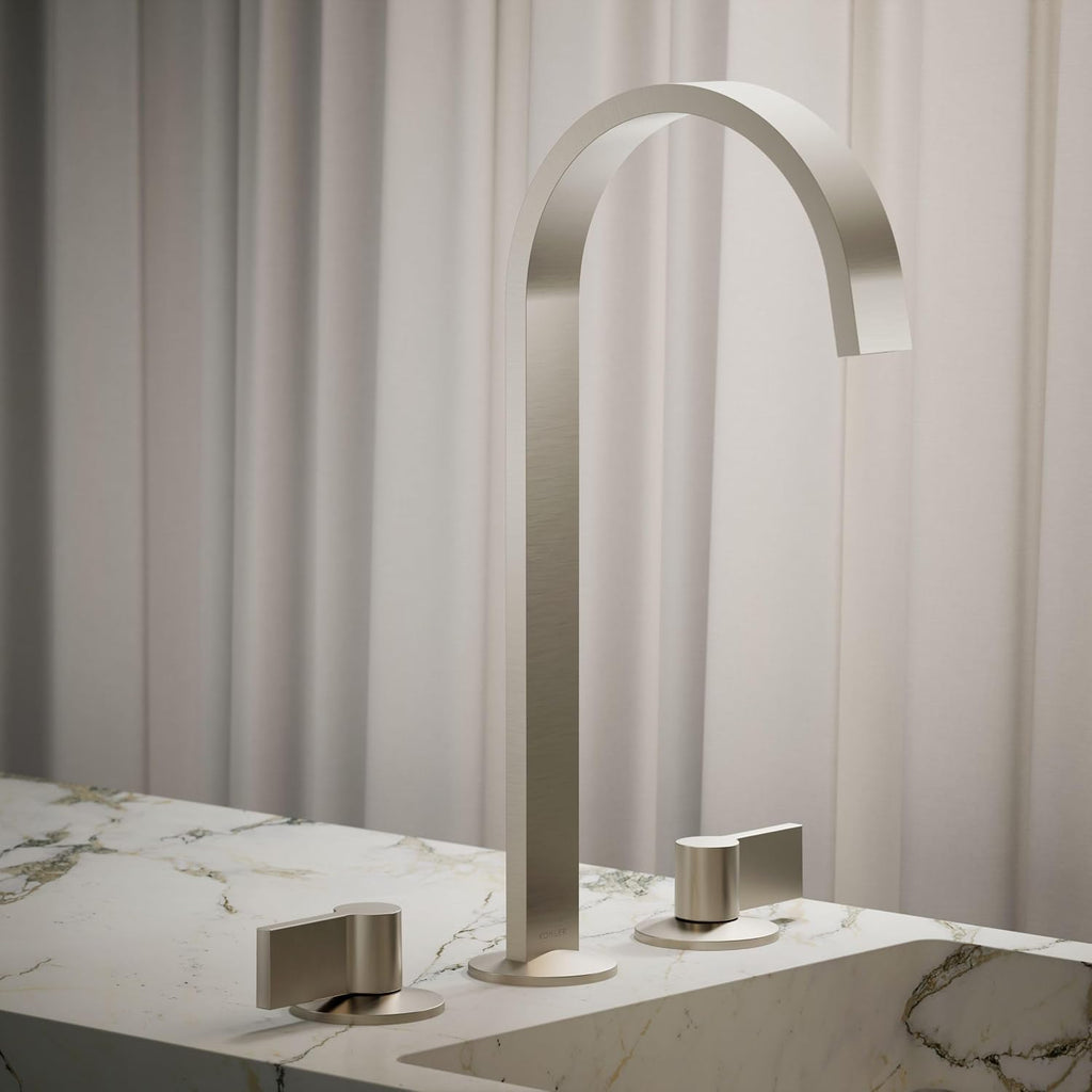 Kohler 77966-BN Components® Bathroom Sink Faucet spout with Ribbon Design, 1.2 gpm, Vibrant Brushed Nickel
