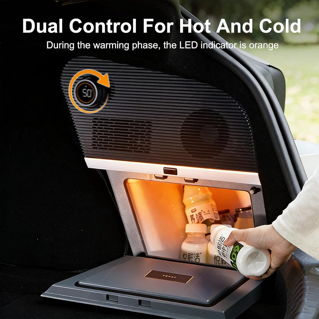 Tlyard Tesla Built-in Refrigerator for Model 3 Highland 2024 2025, Right-Side Trunk Cooler Refrigerator 10L,Bluetooth & App Control, Compressor Cooling AI Tem Control(–10°C to 20°C) Dual Power Supply