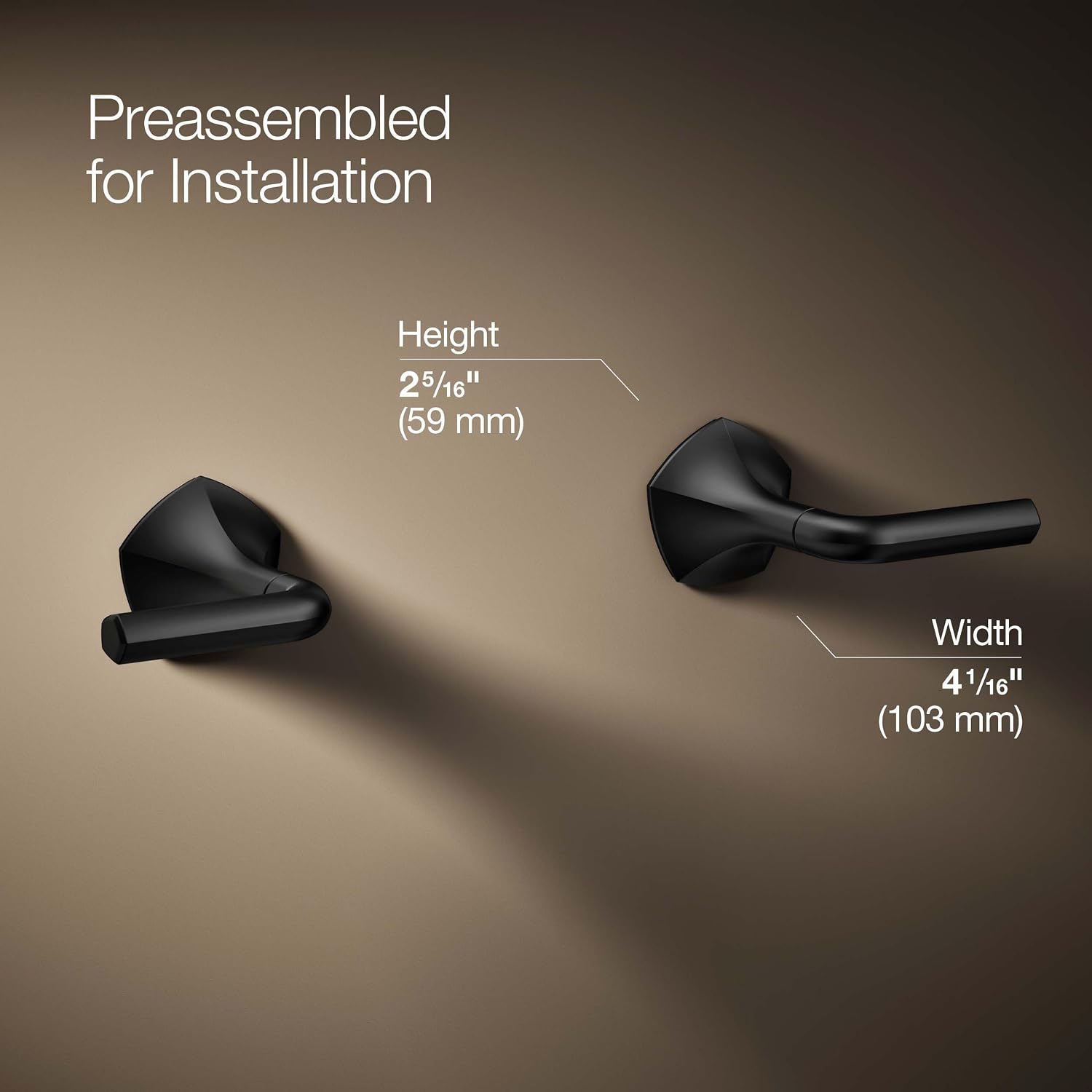 KOHLER T27013-4-BL Occasion Wall-Mount Bathroom Sink Faucet Lever Handle Trim in Matte Black