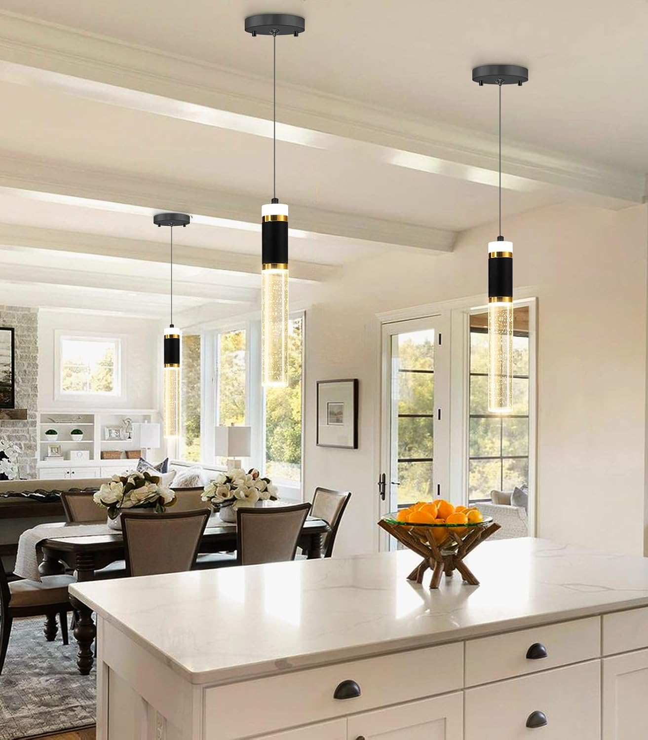 3-packs Pendant Lighting for Kitchen Island Mini Chandeliers Crystal Dining Room Hanging Lights LED Dimmable Drop Lights Ceiling Lighting Fixture Kitchen Sink Light Bathroom Bedroom 2700K 6000K