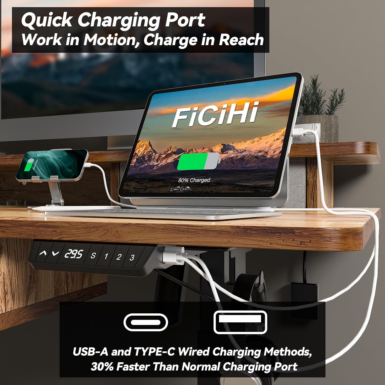 FiCiHi Adjustable Height Standing Desk with 4 Drawers,63 x 30 inches Electric Sit Stand Desk for Home Office,3 Memory Presets,Monitor Stand Riser,USB A/C Charging Port