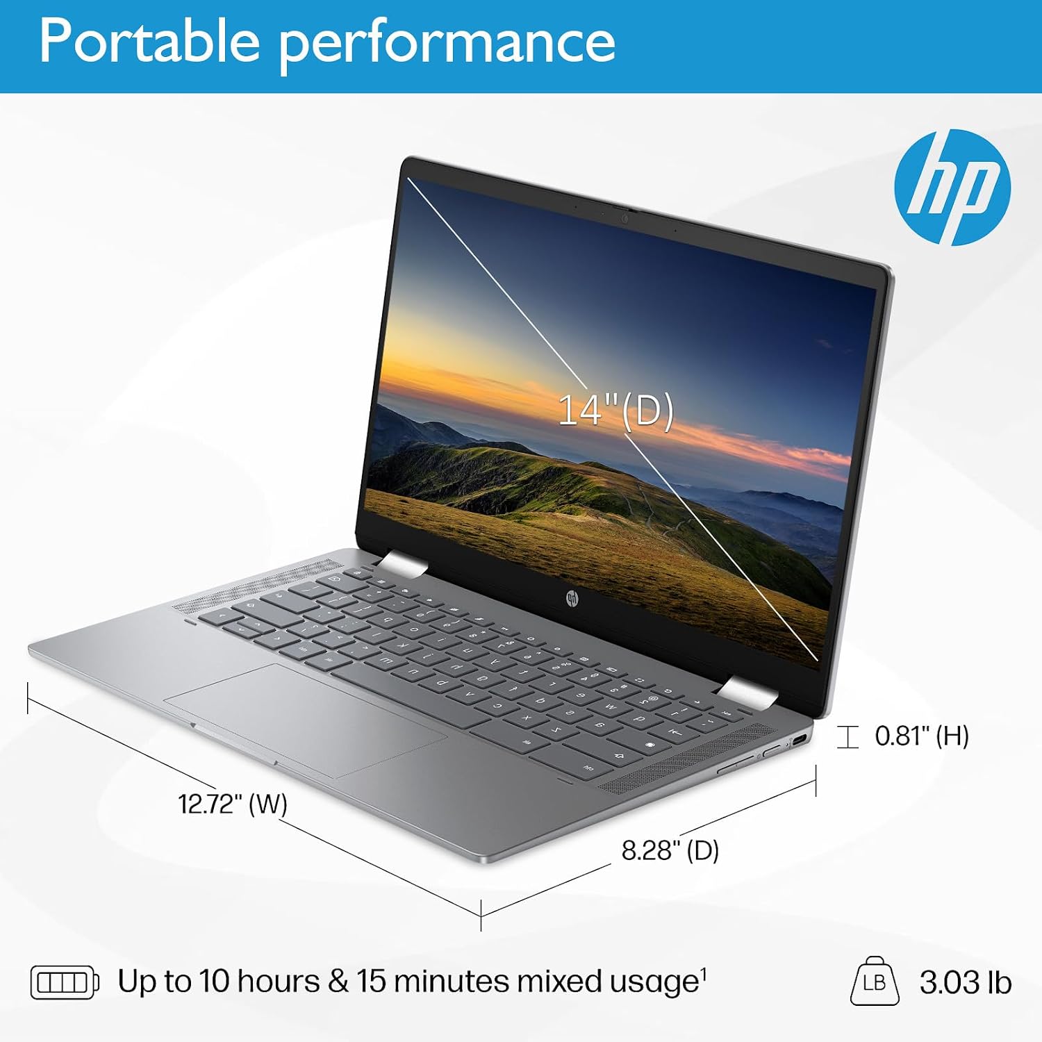HP Chromebook Plus x360 Laptop 14' 2 in 1 Touchscreen Business Laptop for Student Intel Core i3 N305 8GB RAM 256GB UFS Backlit KB Wi-Fi 6 Chrome OS w/Google AI (Renewed)