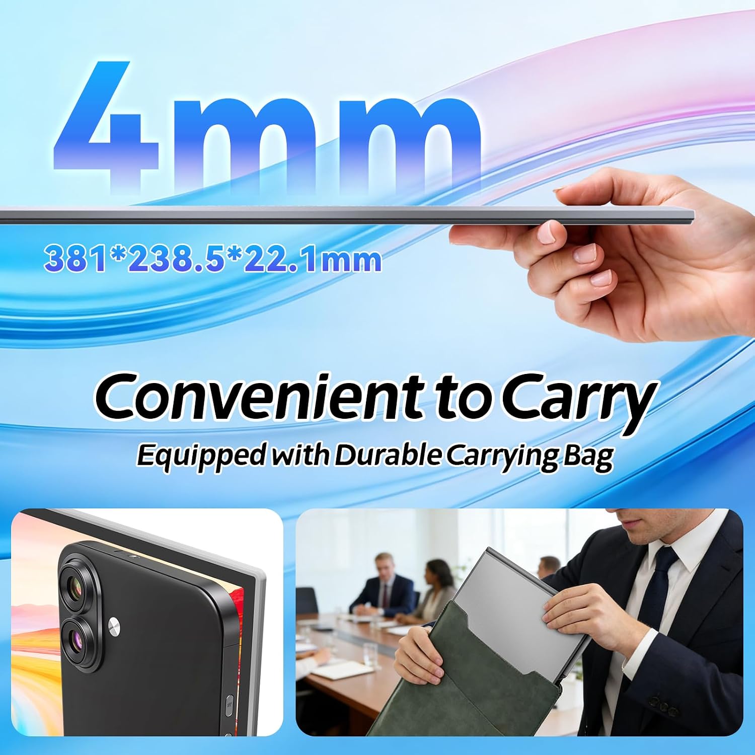 Teamgee Laptop Screen Extender, 15.6' Ultra-Slim FHD Portable Monitor, Plug & Play Triple Laptop Monitor Extender for Travel, Work, and Gaming, Compatible for Mac/Windows/Android/Dex