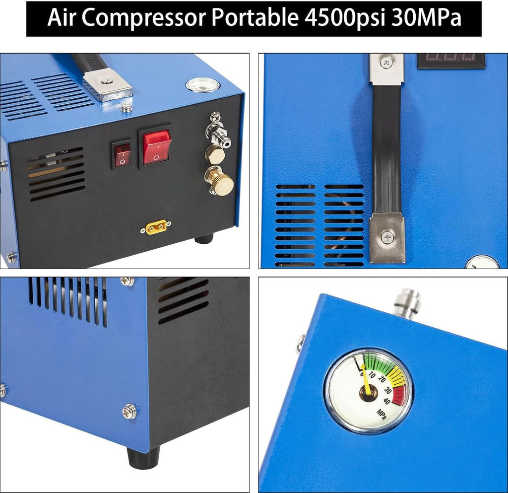 Portable PCP Electric Air Compressor - 4500 PSI/300 Bar/30 MPa High-Pressure Pump - 12V DC Car Powered Inflation Pump for Tires, PCP Rifles, and Paintball Tanks