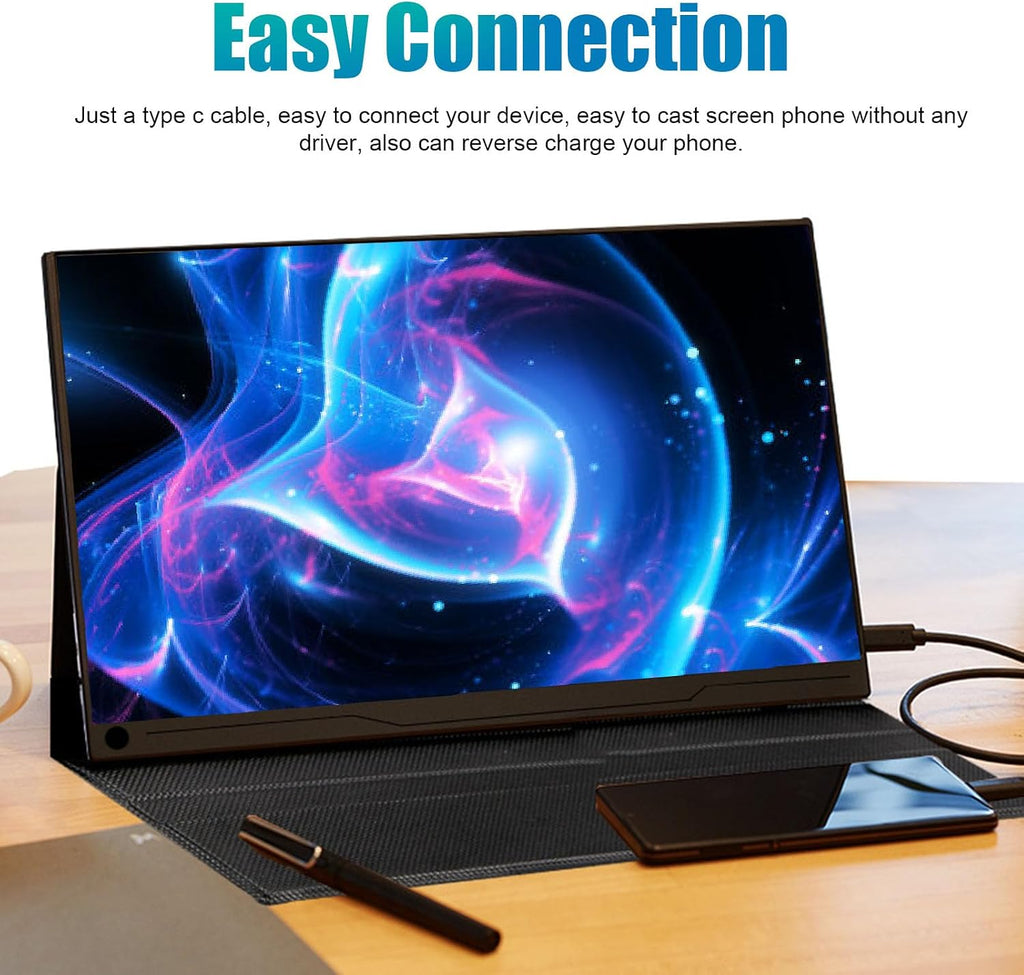 Laptop Screen Extender, 14in Laptop Monitor Extender with 1080 Display, Support Double USB C, Built - in Speakers for Office and Home
