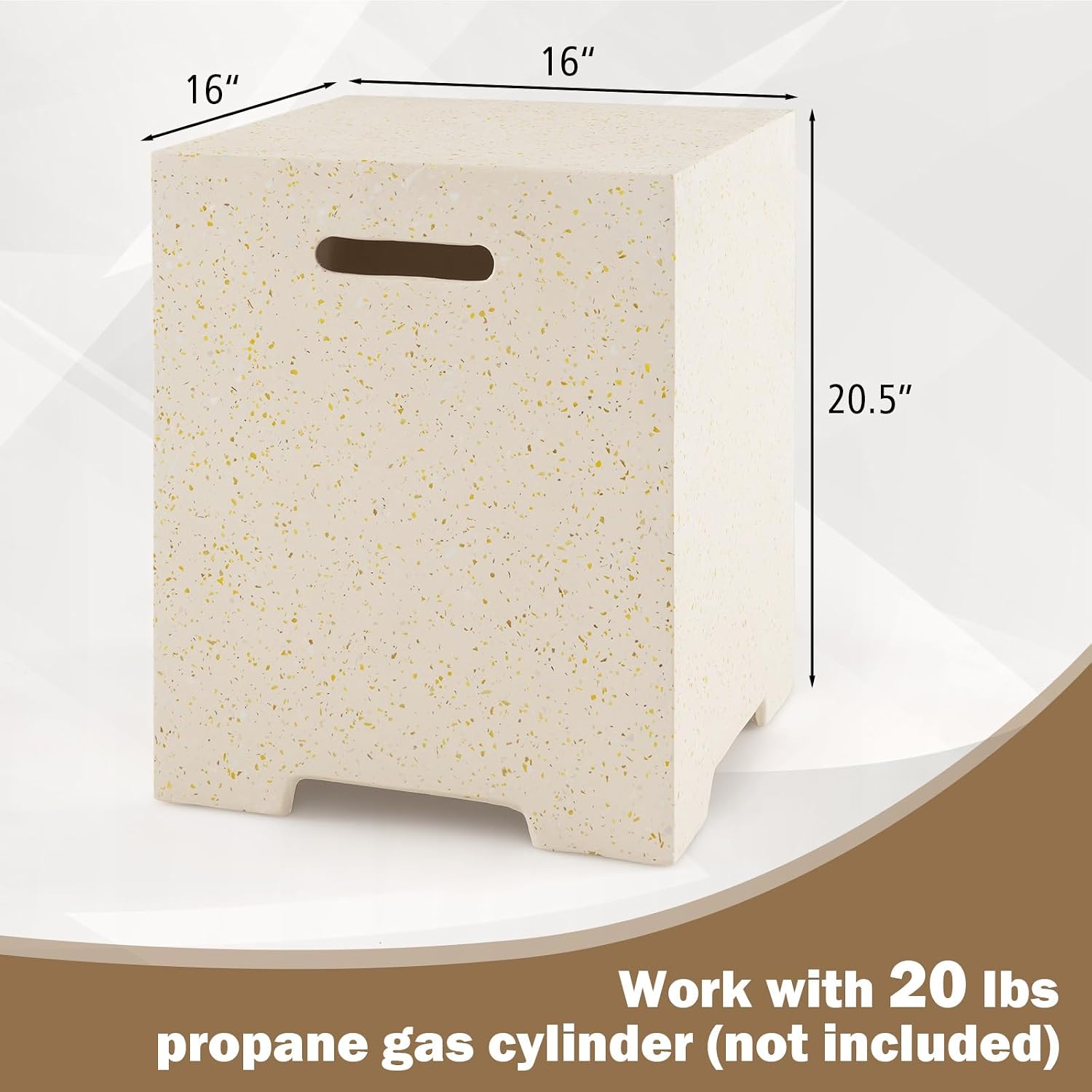 Giantex Propane Tank Cover Table - 16' Square Hideaway Table w/Waterproof and Side Handles, Outdoor Terrazzo Storage, 20 lb Propane Tank Cover for Fire Pit Gas Grill Griddle