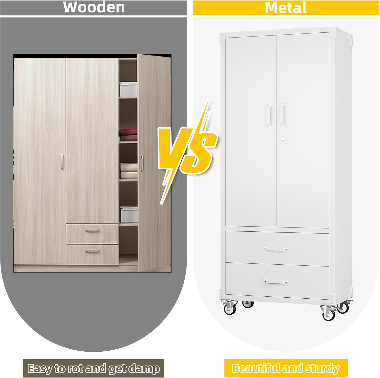 Reemoon Garage Storage Cabinet with 2 Drawers and Pegboard, Metal Storage Cabinet with 2 Lockable Doors for Garage Home Warehouse,Required Assembly,White,71.2' H*15.2' D*30' W