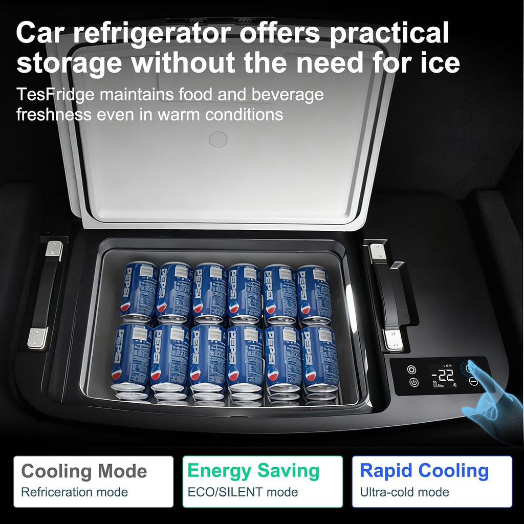 Model Y 2020-2025 Trunk 35L App Control Fridge Huge Car Refrigerator, Car Freezer for Tesla Model Y Juniper 2025+, -7.6℉-50℉ Trunk Portable Freezer for Camping Tailgating Road Trip Home