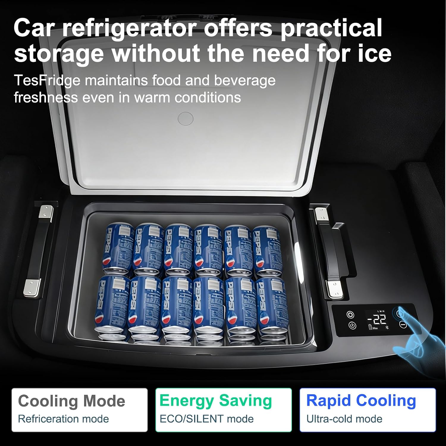Model Y 2020-2025 Trunk 35L App Control Fridge Huge Car Refrigerator, Car Freezer for Tesla Model Y Juniper 2025+, -7.6℉-50℉ Trunk Portable Freezer for Camping Tailgating Road Trip Home