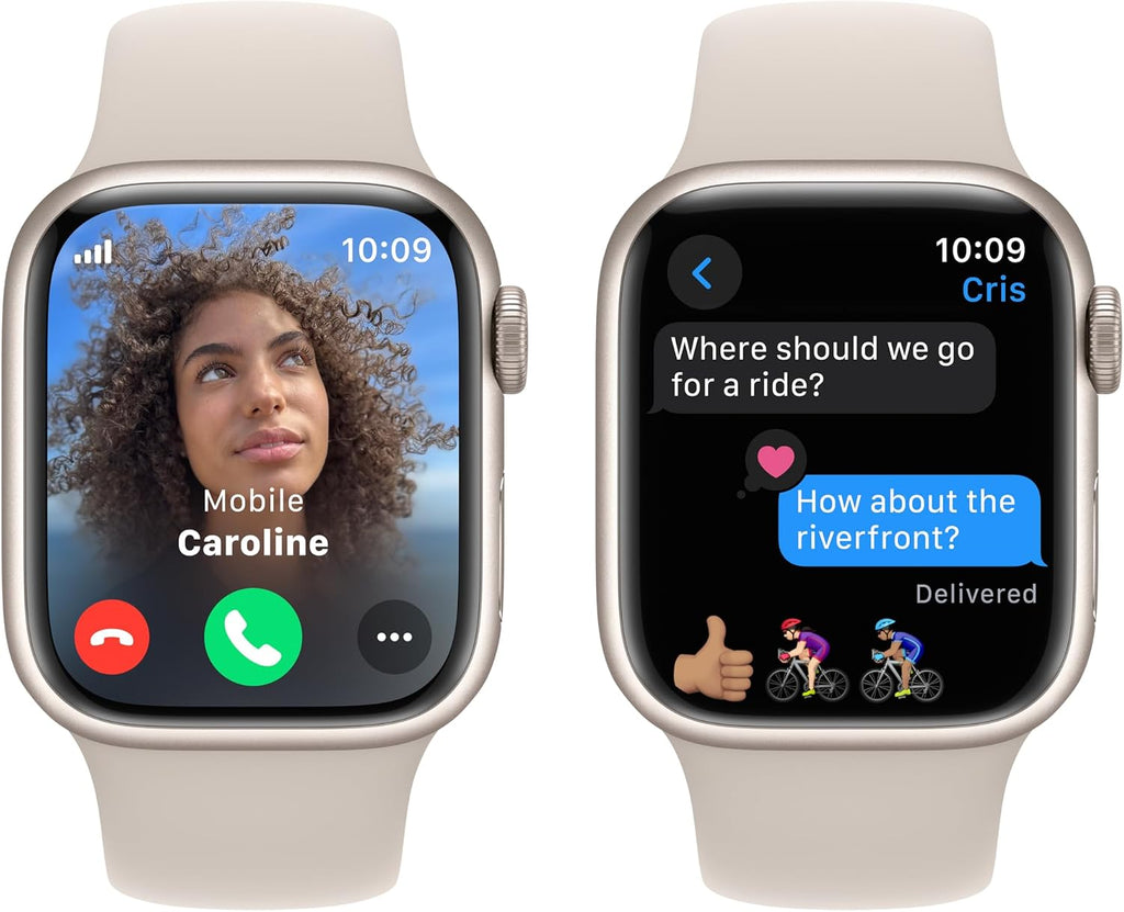 Apple Watch Series 9 [GPS + Cellular, 41mm] - Starlight Aluminum Case with Starlight Sport Band, M/L (Renewed)