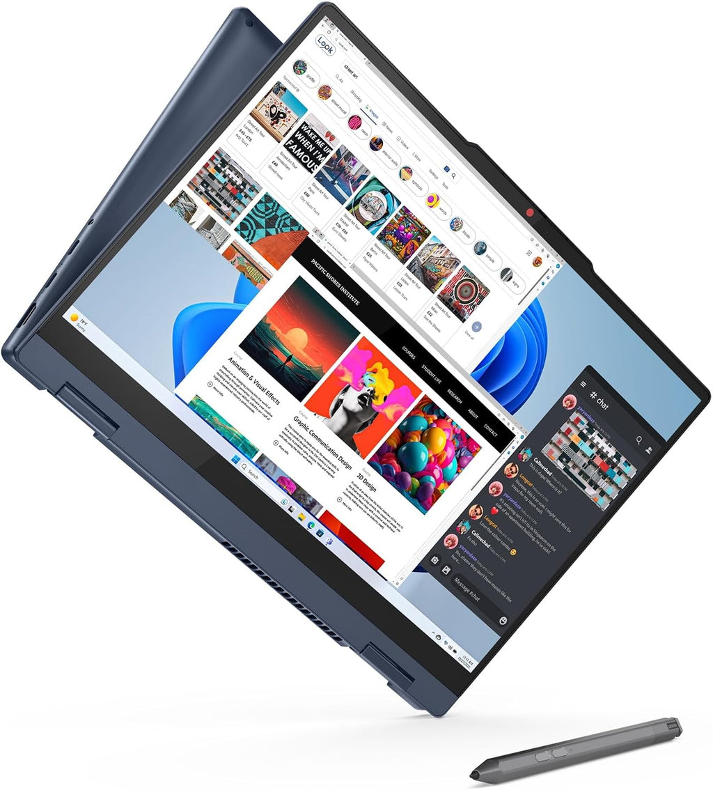 Lenovo IdeaPad 5 2-in-1 Personal Laptop - 14' 1920x1200 Touchscreen - 6-Core AMD Ryzen 5 8645HS - 16GB RAM 1TB SSD - AMD Radeon 760M Graphics - Fingerprint - 1080p FHD Camera - W11P - Cosmic Blue