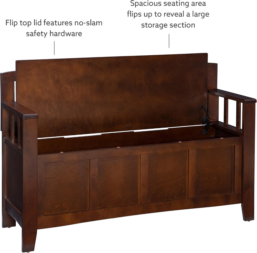 Linon Home Dcor Linon Home Decor Cynthia Storage Bench, 50'w x 17.25'd x 32'h, Walnut