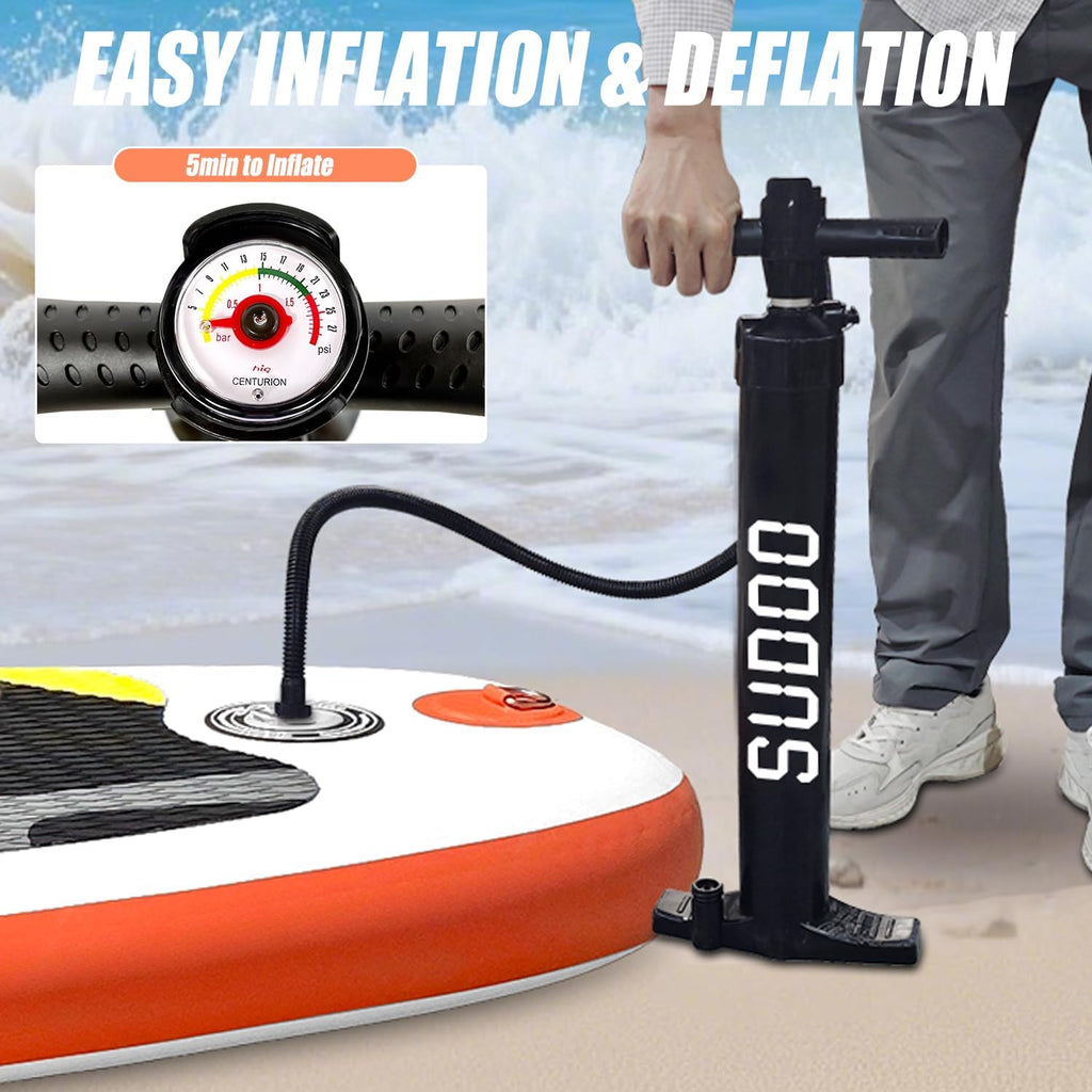 SUDOO Inflatable Stand Up Paddle Board 10'/ 10'6' SUP with 450LB Weight Capacity Adjustable Paddle Wide Stable Non Slip EVA Deck Complete Accessories for Adults Beginners Youth Outdoor Water Sports