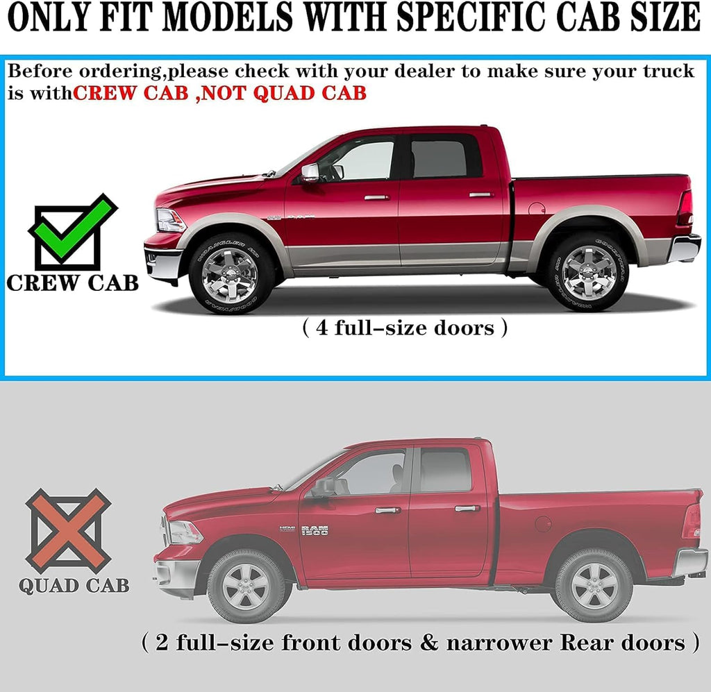 COMNOVA 6 Inch Running Boards for 2009-2018 Dodge Ram 1500 Crew Cab(Incl. 2019+ Classic Model), 10-26 Ram 2500 3500, Running Boards & Steps, Heavy Duty Carbon Steel Side Steps Nerf Bars.