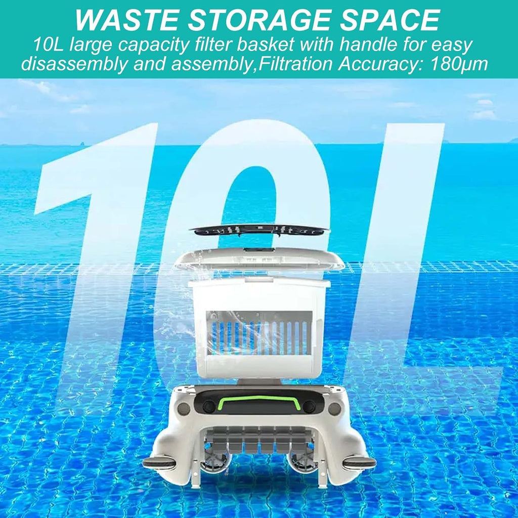 Automatic Pool Cleaner Robotic, Swimming Pool Cleaning Filter, Cordless Floating Skimmer,for Above Ground Pools Up to 2000 Sq.Ft