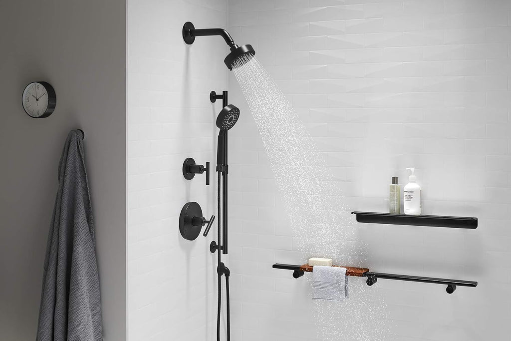 KOHLER 22178-BL Purist 30' Four-Function Handshower Kit, Handheld Showerhead Set with 60' Hose, Slidebar and Slidebar Trim, 2.5 GPM, Matte Black