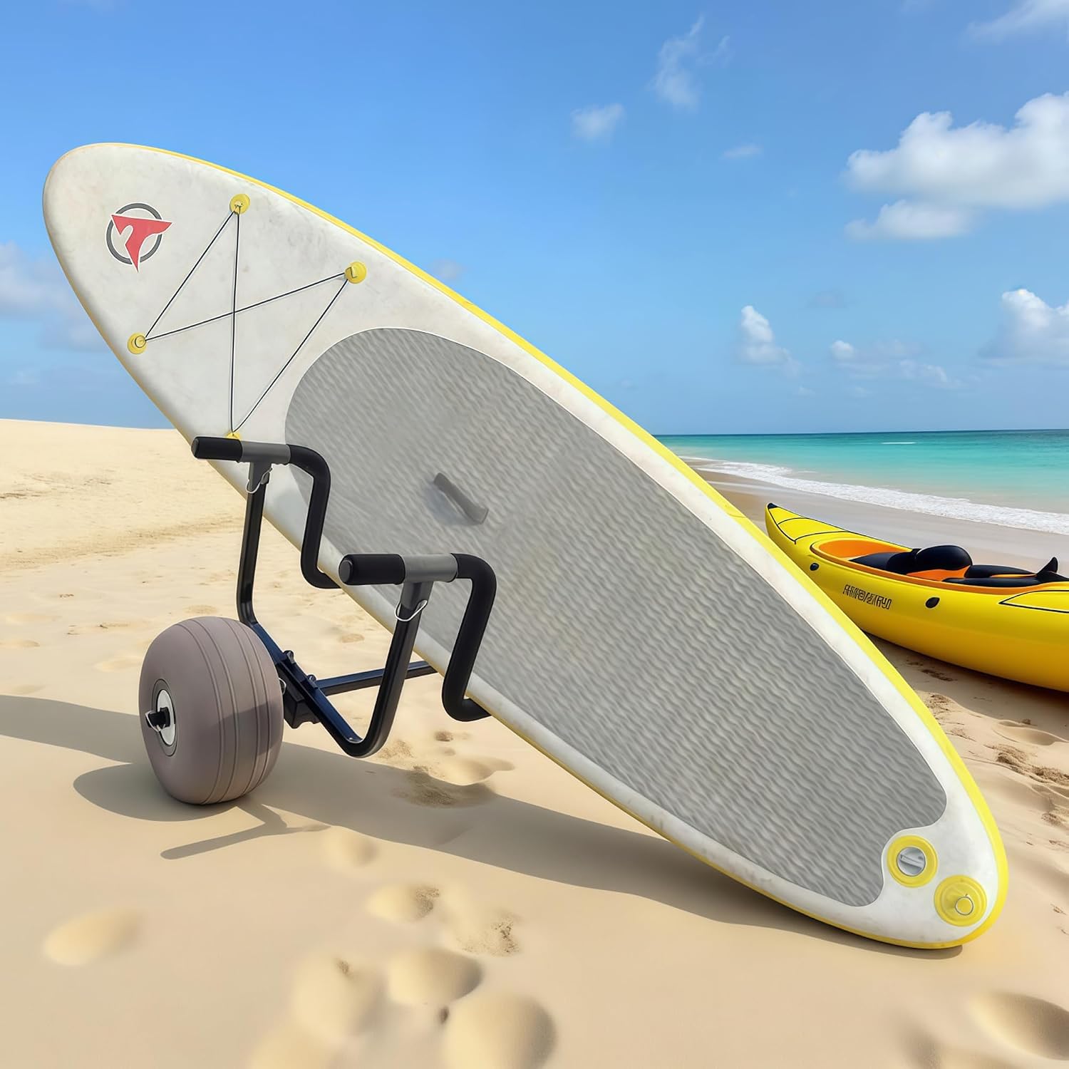 Kayak Cart, Detachable Kayak Dolly Cart Paddle Board Cart with 11' Balloon Wheels for All Terrain