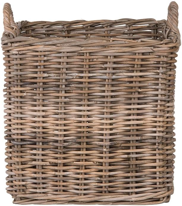 KOUBOO Large Square Rattan Basket, Handmade, Living Room, Blankets, Toy Bin, Extra Storage, Decorative Storage, Laundry Basket, Linens, Gray & Brown, Large