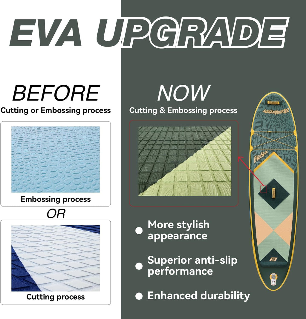 FREESUN KUSHEE 10'6' x 31' Inflatable Stand Up Paddle Board, All-Around iSUP for Beginners & Adults, Glue-Free Heat-Fusion Tech for Extra Durability, Stable Wide Nose, Lightweight Blow Up SUP