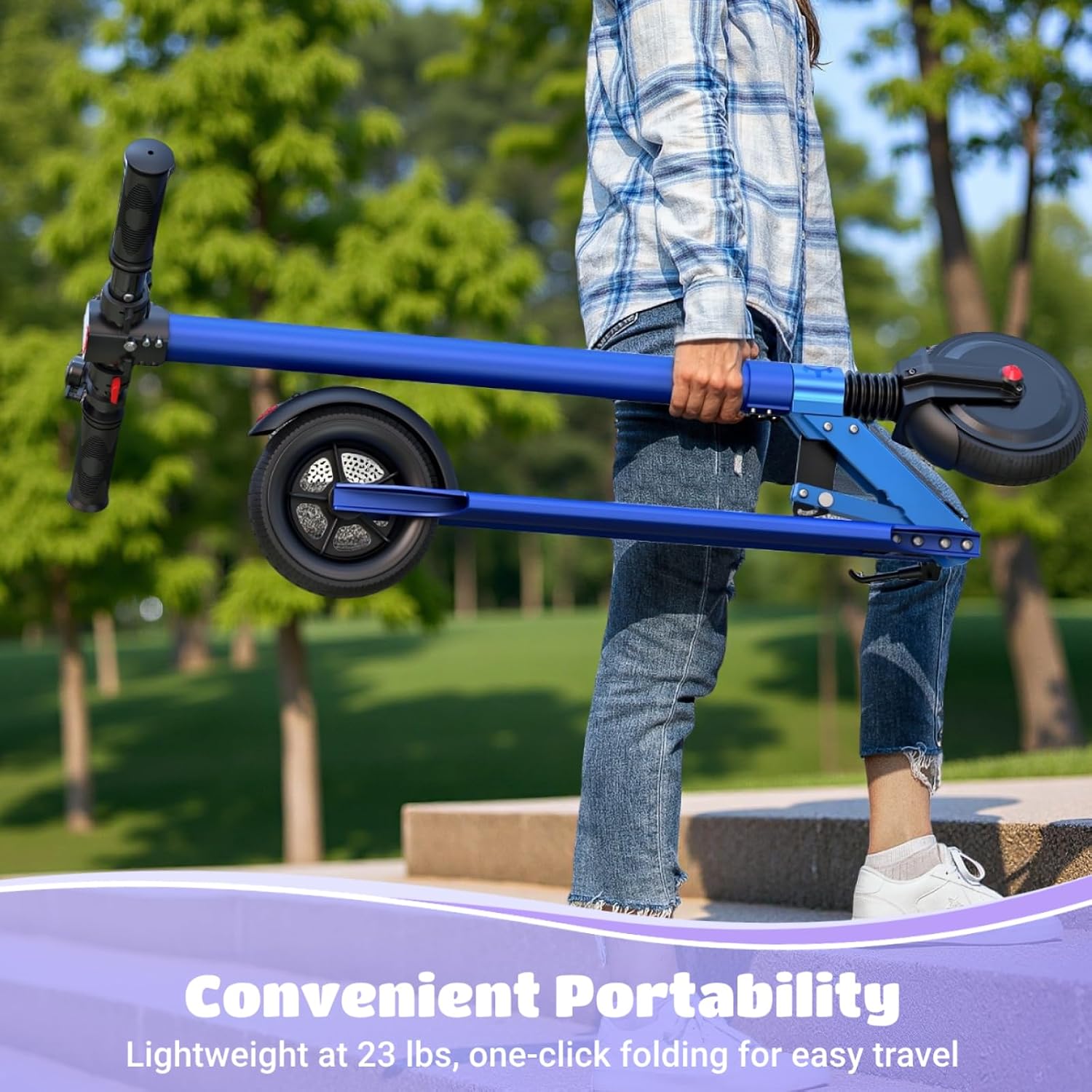Caroma Electric Scooter Adults Peak 450W, 16-21 Miles Range E Scooter, Safe Speed Control Scooter with Smart LED Display Max 16 MPH, Lightweight Foldable E-Scooter,Electric Scooter for Kids,Gift Idea