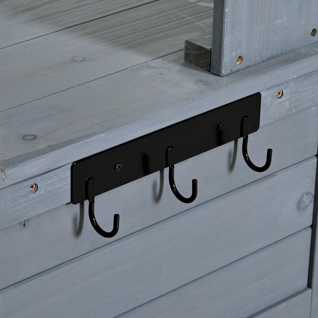 Farmhouse Patio Potting Bench, 44.6''x19.5'' Large Freestanding Garden Workstation with 6 Drawers and Side Hook, Outdoor Kitchen Island (Gray-2)