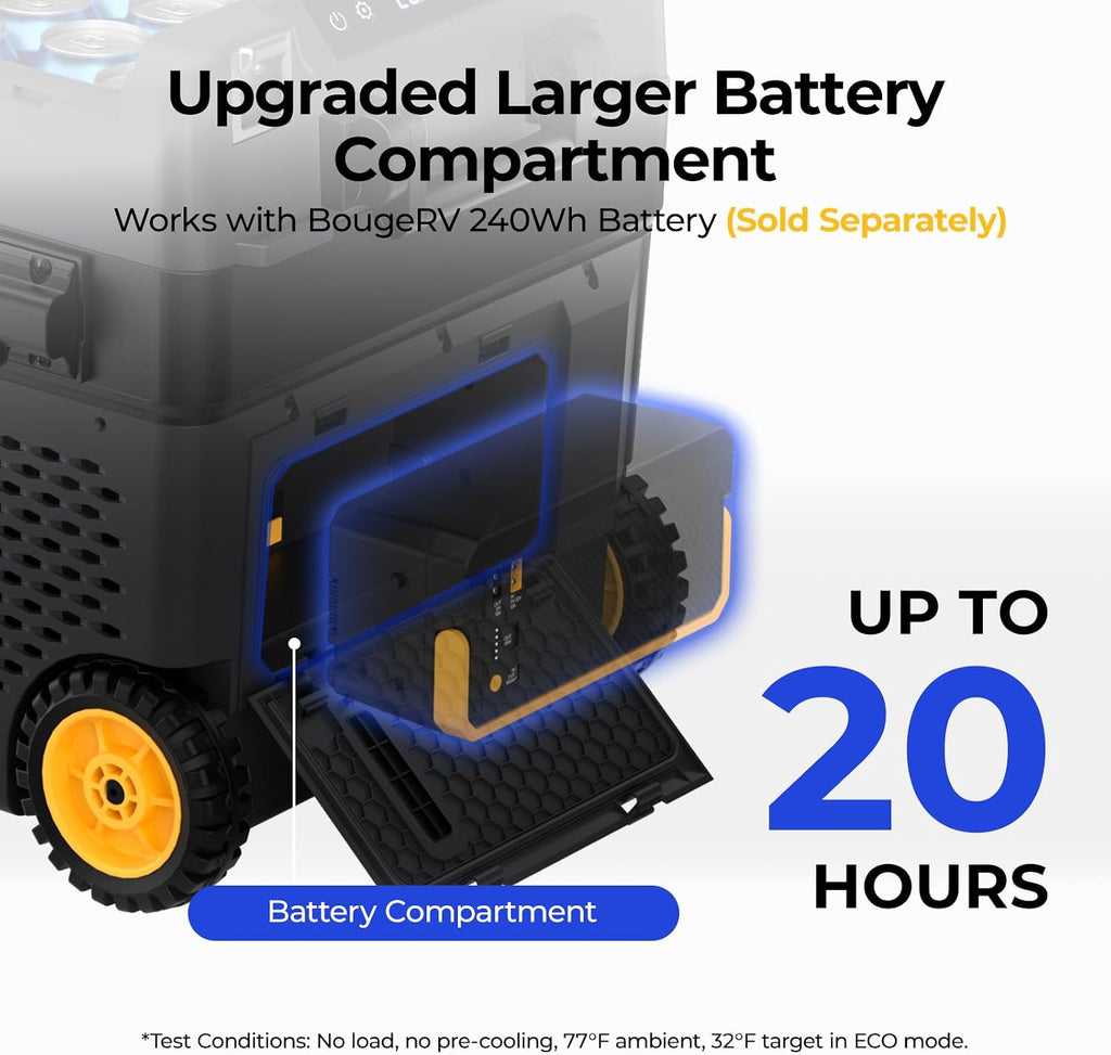 BougeRV 43 Quart Portable Fridge Freezer, 12 Volt Car Refrigerator, -4℉ to 68℉ Dual Zone Compressor Electric Cooler 12/24V DC, 110~240V AC for Overlanding, Camping, RV(2026 New Model: CRD2 V2.0)