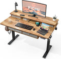 FiCiHi Adjustable Height Standing Desk with 4 Drawers,48 x 30 inches Electric Sit Stand Home Office Desk with Two Tiers, 3 Memory Presets, Monitor Stand Riser, USB A/C Charging Port